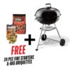 Weber 57cm Compact Kettle Black - Includes FREE 24PC Sureburn Fire Starters & 4kg Briquettes