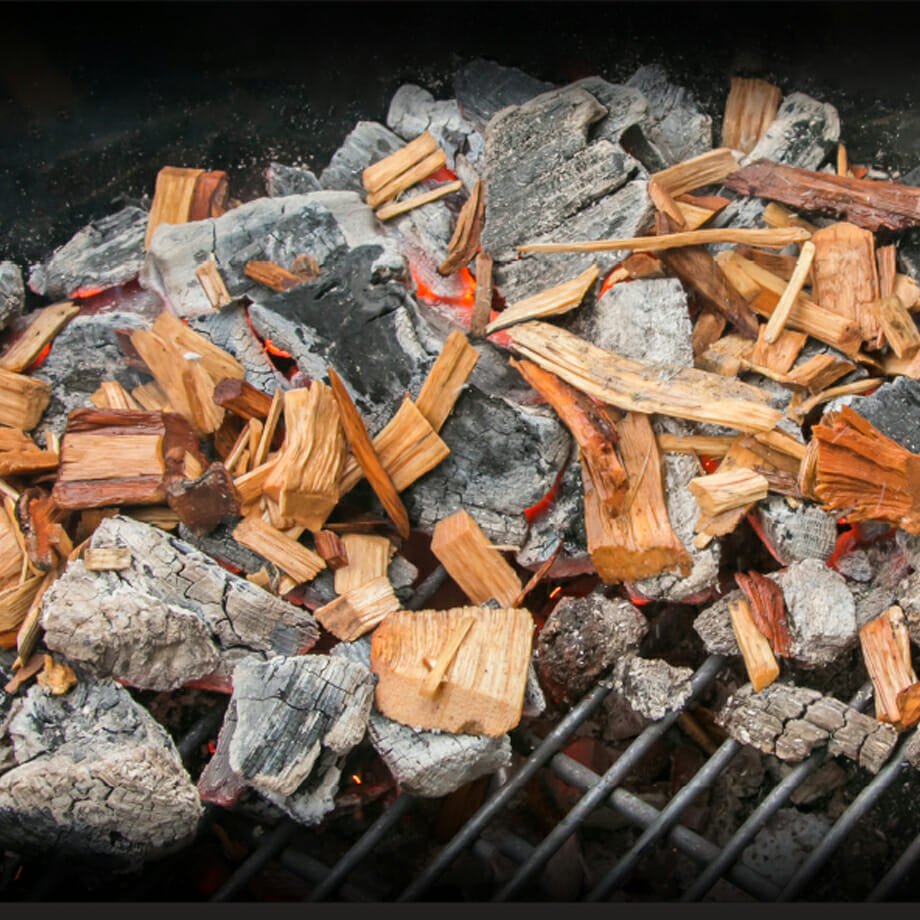 Smoking wood chips on bbq grill