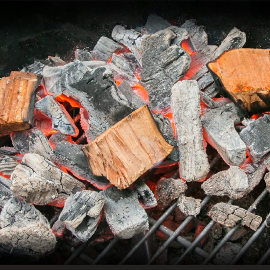 Smoking wood chunks on bbq grill