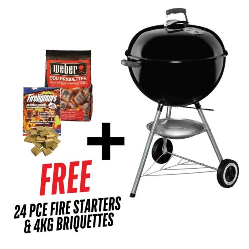 Weber 57cm Master-Touch Kettle Black Plus - Includes FREE 24PC Sureburn Fire Starters & 4kg Briquettes