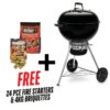 Weber 57cm Original Premium Kettle Black - Includes FREE 24PC Sureburn Fire Starters & 4kg Briquettes