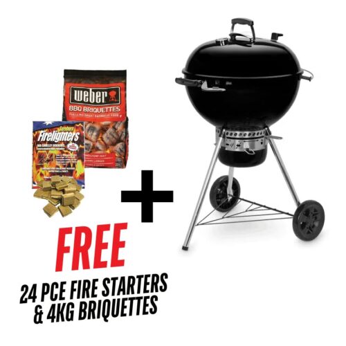 Weber 57cm Master-Touch Kettle Black Plus - Includes FREE 24PC Sureburn Fire Starters & 4kg Briquettes