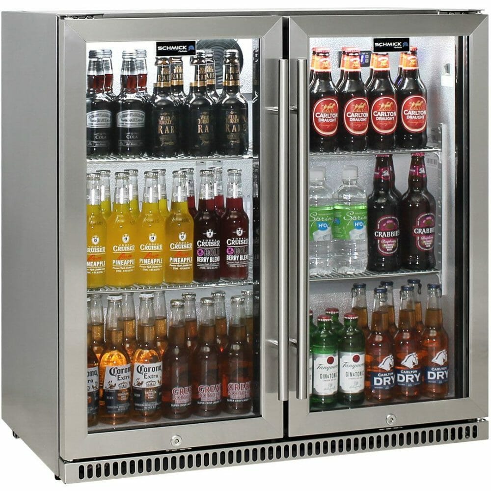 Schmick - SK190-SS - Stainless Steel Heated Glass and Triple Glazing Bar Fridge