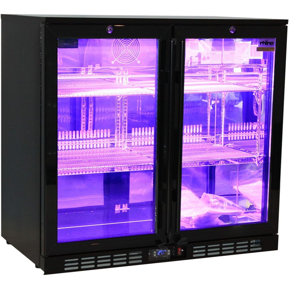 Rhino - SG2H-NQ - Black Quiet Night Club Multi Colored LEDs 2 Door Bar Fridge - Image 2