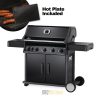 Napoleon Rogue XT 625 Black- IR Side Burner, SS Grills, Multifunctional Warming Rack- LPG