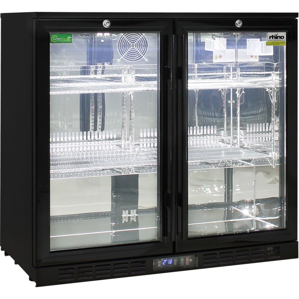 Rhino - SG2H-BQ - Black Quiet Glass 2 Door Bar Fridge - Image 2