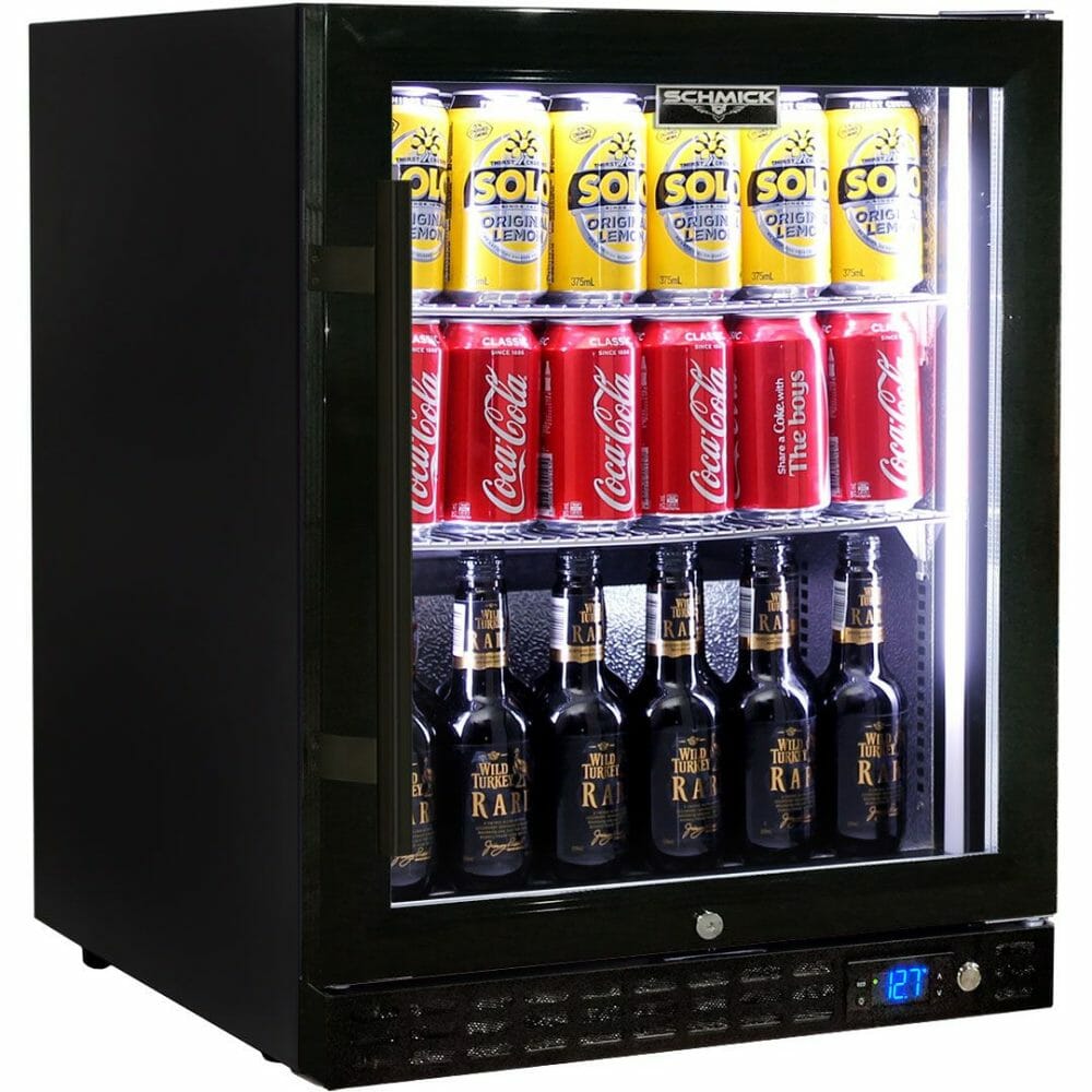 Schmick - SK86L-B-HD - Black Heated Glass Door Bar Fridge - Left Hinged