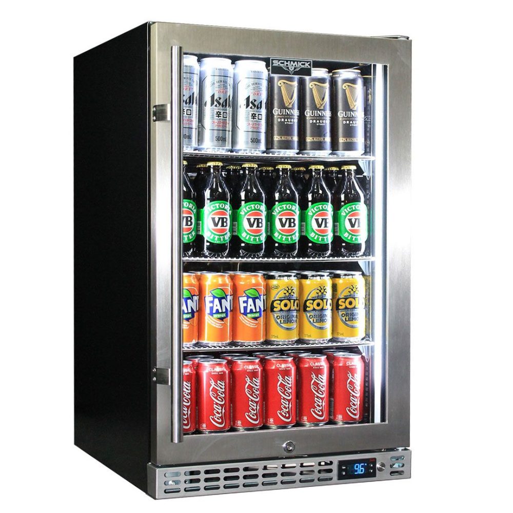 Schmick - SK126-SS - Stainless Steel Triple Glazed Glass Door Bar Fridge - Right Hinged (Reversible)
