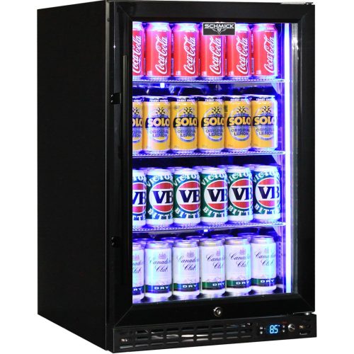 Schmick - SK116R-B-HD - Black Heated Glass Bar Fridge - Right Hinged