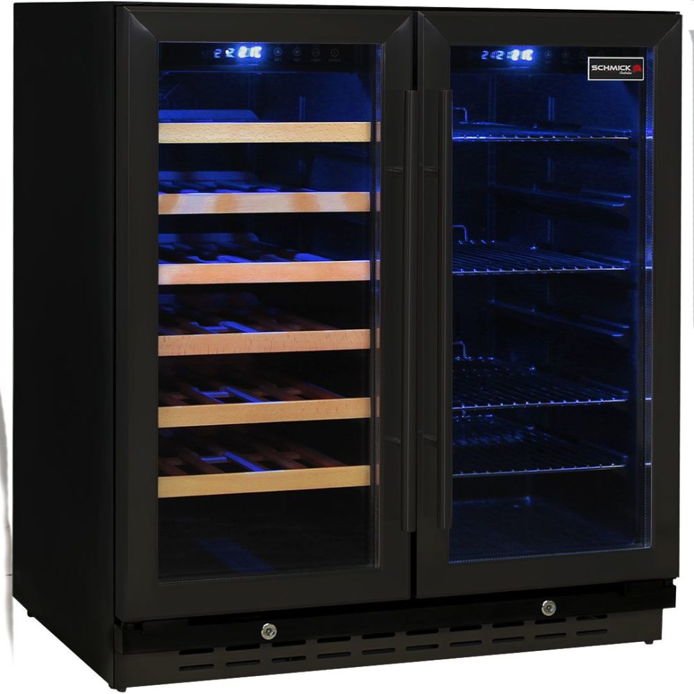 Schmick - JC165B - 165 Litre Beer And Wine Dual Zone Black Bar Fridge