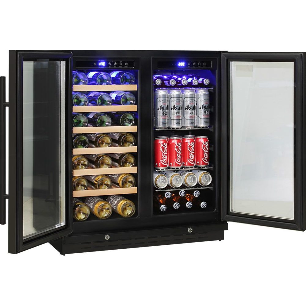 Schmick - JC165B - 165 Litre Beer And Wine Dual Zone Black Bar Fridge