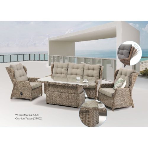 Nest - Buenos Aires Recliner 4pce - Marina & Taupe