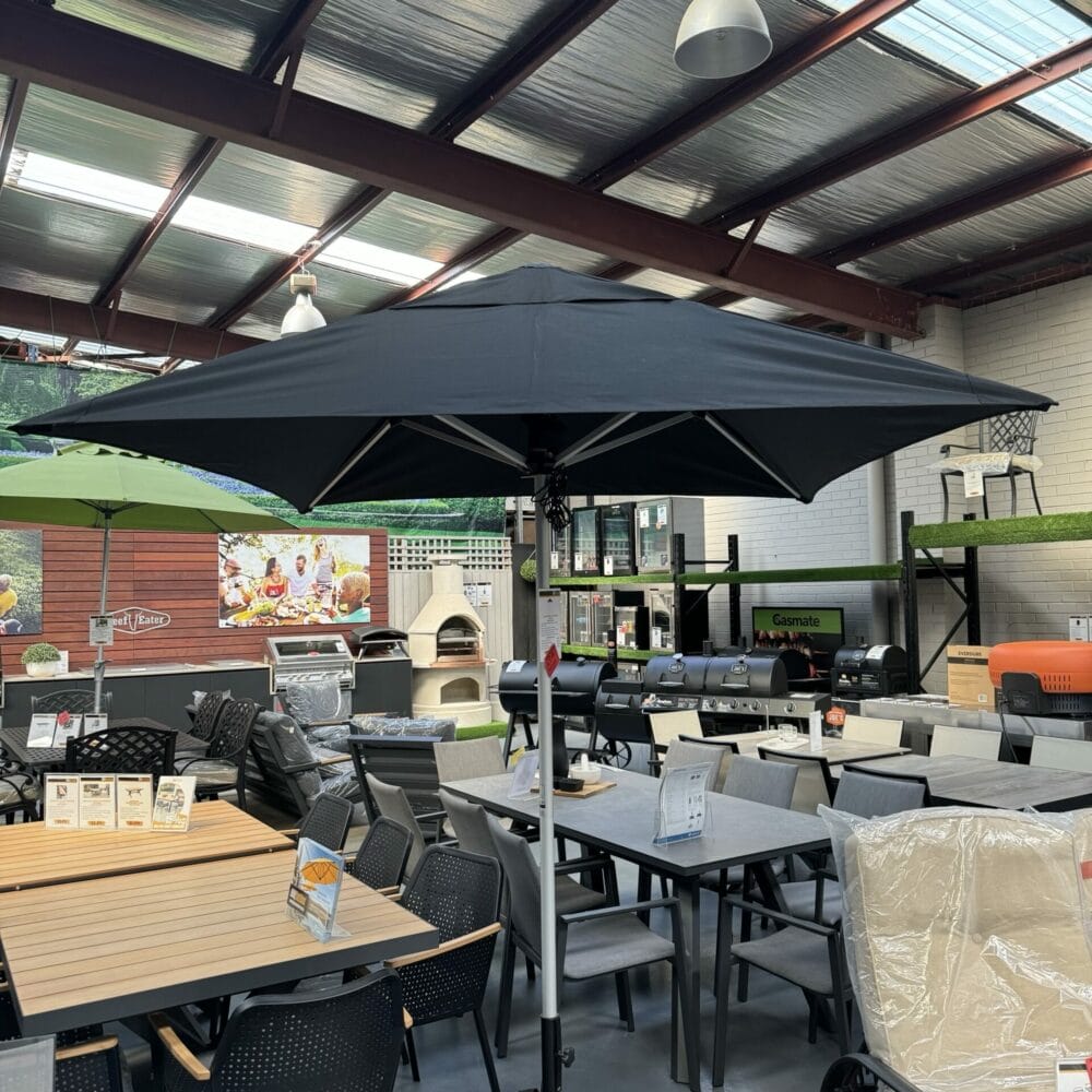 Instant Shade Umbrella Cafe Series 2m Square With Heavy Duty Base 35kg - Black - FLOOR STOCK Thomastown - Image 2