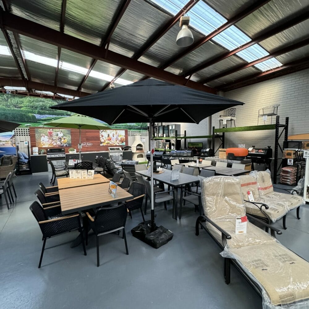 Instant Shade Umbrella Cafe Series 2m Square With Heavy Duty Base 35kg - Black - FLOOR STOCK Thomastown