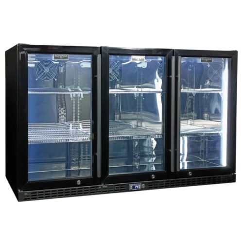 Schmick - SK286B - Black 3 Door Triple Glazed Glass Door Bar Fridge
