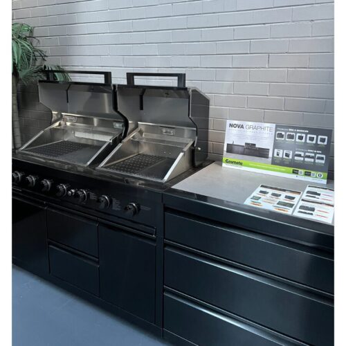 Gasmate Nova 6B Twin Hood BBQ and Trolley LPG with Drawer Unit - Floor Stock