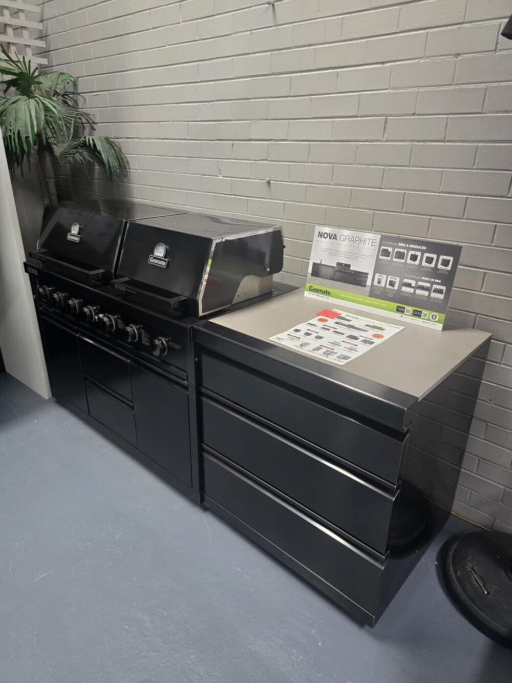 Gasmate Nova 6B Twin Hood BBQ and Trolley LPG with Drawer Unit - Floor Stock - Image 2