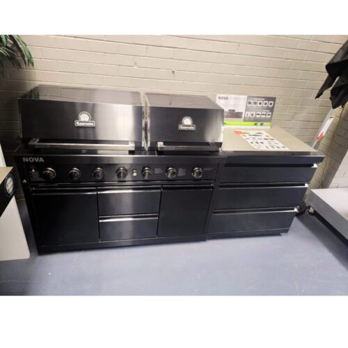 Gasmate Nova 6B Twin Hood BBQ and Trolley LPG with Drawer Unit - Floor Stock
