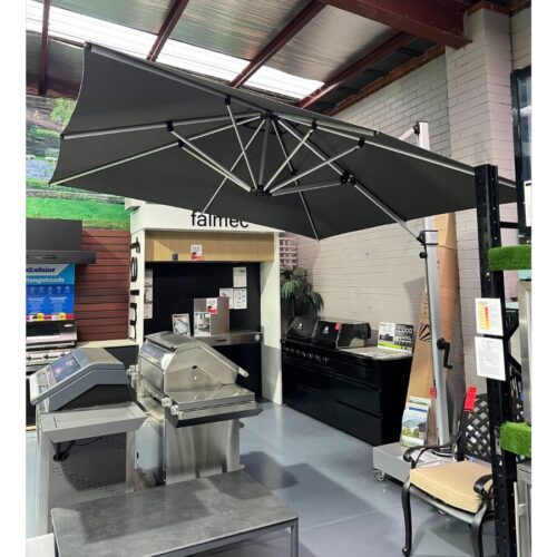 Instant Shade Umbrellas Aurora Square 2.8m Smoked Tweed with 880 Base - Floor Stock Thomastown