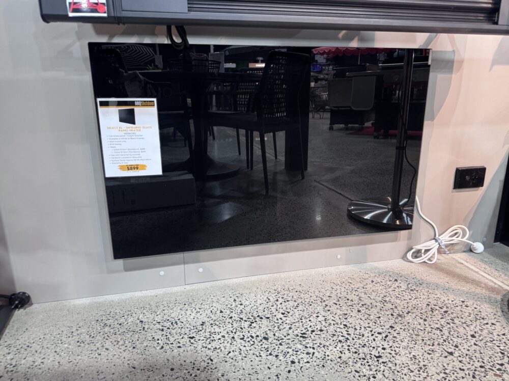 Herschel Select XL Black Glass 500W Wall Heater - Frameless - FLoor Stock South Morang