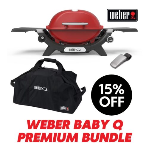 Weber Baby Q 1200n Red Bundle - Inc Duffle Bag + Grill & Go Light
